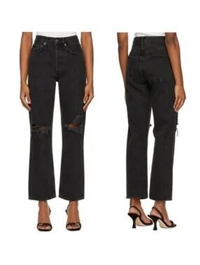 AGOLDE | 90’s Mid Rise Loose Smokestack Black Straight Leg Jeans 26